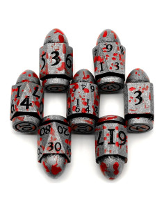 Juego de Dados DND de Metal ZHOORQI en Forma de Bala - Plata Sangre