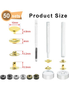 Kit de Botones a Presión CooBigo 50 Piezas 10mm Variados 2