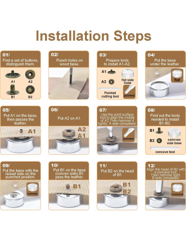 Kit de Botones a Presión CooBigo 50 Piezas 10mm Variados