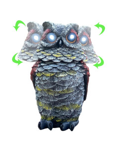 Búho de Resina Solar con Ojos Iluminados 20.5 cm - WESTBOAT