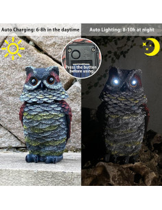 Búho de Resina Solar con Ojos Iluminados 20.5 cm - WESTBOAT 2