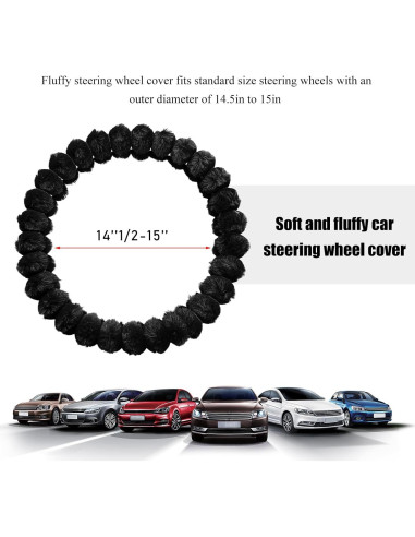 Cubierta de Volante de Coche Peluda SHMZK 37-38 cm Antideslizante