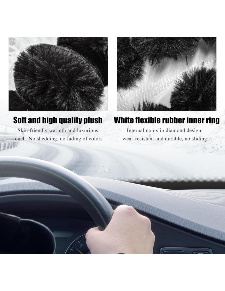 Cubierta de Volante de Coche Peluda SHMZK 37-38 cm Antideslizante