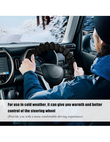 Cubierta de Volante de Coche Peluda SHMZK 37-38 cm Antideslizante