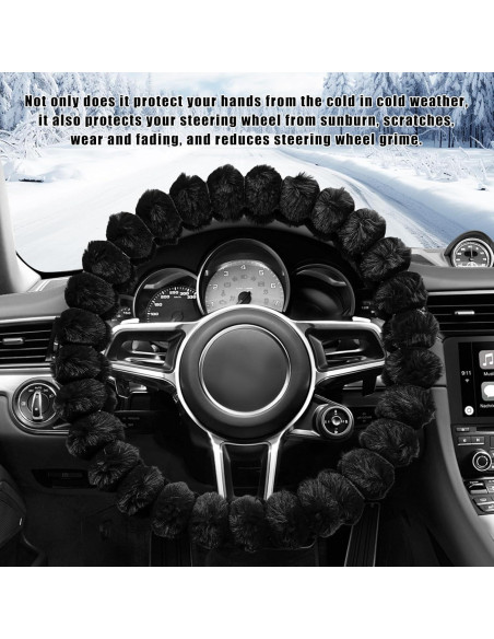 Cubierta de Volante de Coche Peluda SHMZK 37-38 cm Antideslizante