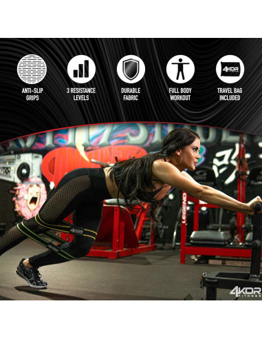 Juego de 3 Bandas de Resistencia 4KOR Fitness Antideslizantes