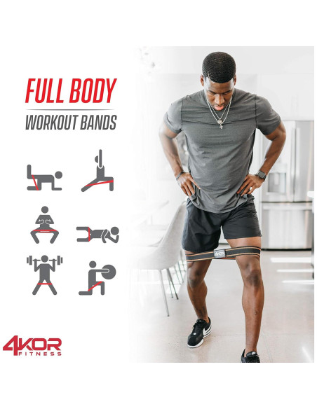 Juego de 3 Bandas de Resistencia 4KOR Fitness Antideslizantes