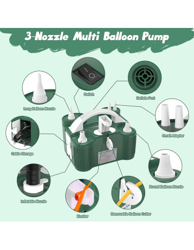 Bomba de Globo Eléctrica Chamvis 600W Doble Motor Verde