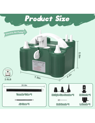 Bomba de Globo Eléctrica Chamvis 600W Doble Motor Verde