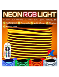 Tira de Luz Neón LED RGB KERTME 10m Impermeable Control Remoto