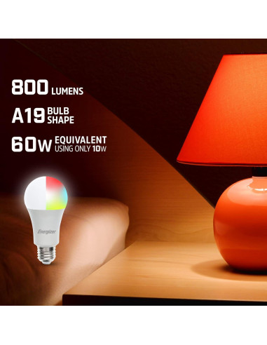 Bombilla LED Inteligente Energizer A19 RGB Wi-Fi Control Voz