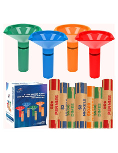 Juego de Clasificadores de Monedas Budgetizer - 4 Tubos + 28 Envolturas