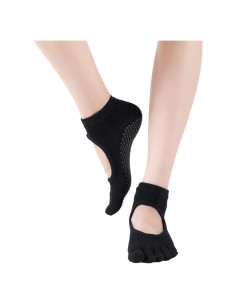 Calcetines de Yoga Antideslizantes para Mujeres - Sin Dedos, Negro