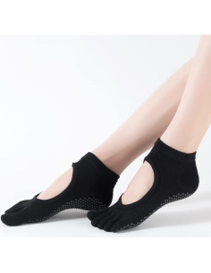 Calcetines de Yoga Antideslizantes para Mujeres - Sin Dedos, Negro 2