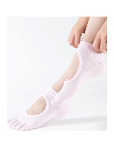 Calcetines de Yoga Antideslizantes para Mujeres - Sin Dedos, Negro