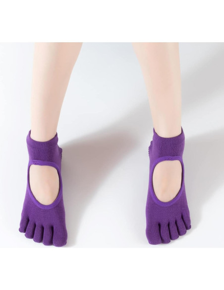 Calcetines de Yoga Antideslizantes para Mujeres - Sin Dedos, Negro