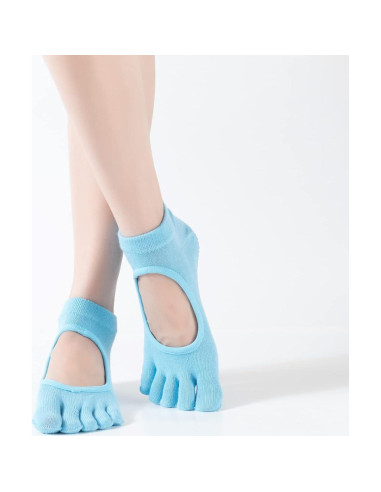 Calcetines de Yoga Antideslizantes para Mujeres - Sin Dedos, Negro