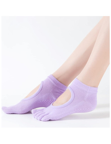 Calcetines de Yoga Antideslizantes para Mujeres - Sin Dedos, Negro