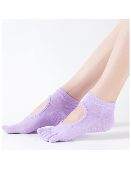 Calcetines de Yoga Antideslizantes para Mujeres - Sin Dedos, Negro