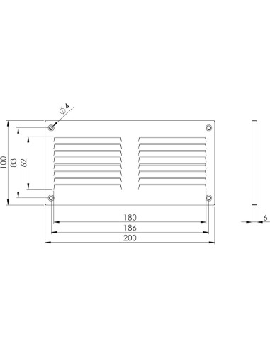Cubierta de Ventilación LIRAST 20x10 cm Negra para Techo/Pared