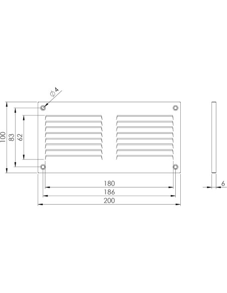 Cubierta de Ventilación LIRAST 20x10 cm Negra para Techo/Pared