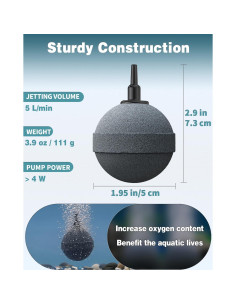 Pawfly Piedra de Aire 4.95 cm Difusor de Oxígeno Acuario Paquete de 2 2
