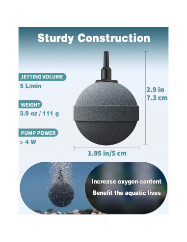 Pawfly Piedra de Aire 4.95 cm Difusor de Oxígeno Acuario Paquete de 2