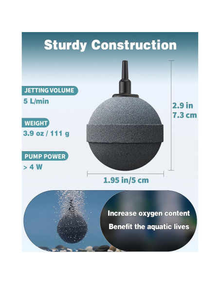 Pawfly Piedra de Aire 4.95 cm Difusor de Oxígeno Acuario Paquete de 2