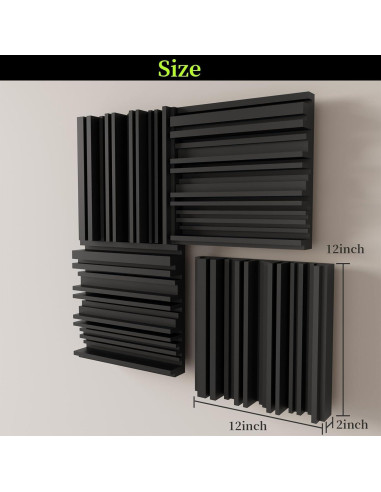 Paneles Acústicos EEKIYA 12 Pzs 30.48x30.48cm Adhesivos 3D