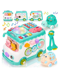 Juguete Montessori Autobús Educativo AmiDear 10 en 1 Azul