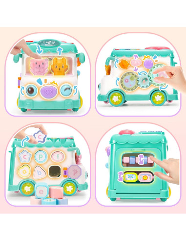 Juguete Montessori Autobús Educativo AmiDear 10 en 1 Azul