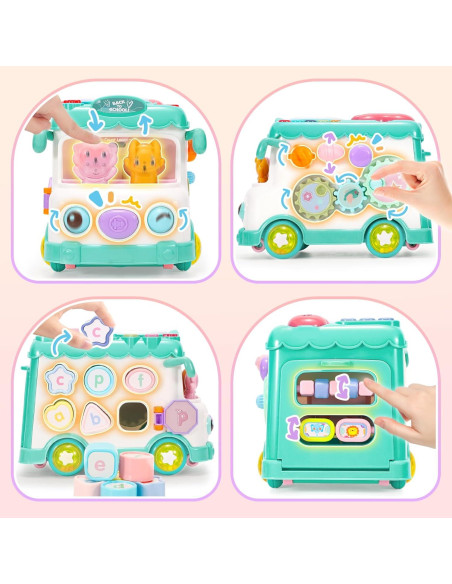 Juguete Montessori Autobús Educativo AmiDear 10 en 1 Azul