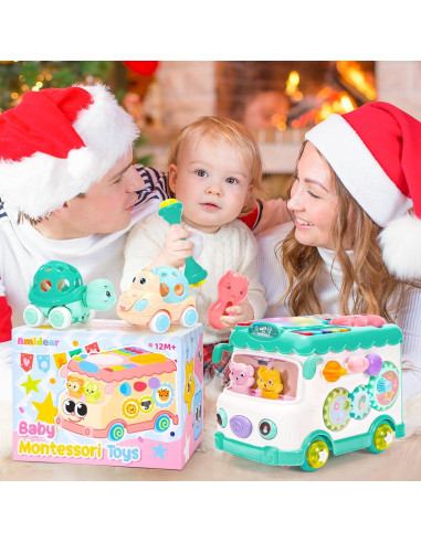 Juguete Montessori Autobús Educativo AmiDear 10 en 1 Azul