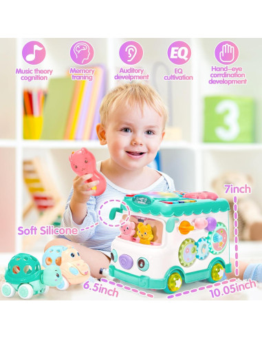 Juguete Montessori Autobús Educativo AmiDear 10 en 1 Azul