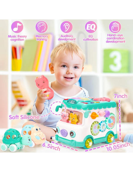 Juguete Montessori Autobús Educativo AmiDear 10 en 1 Azul