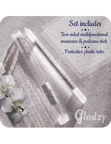 Empujador de Cutículas de Cristal Gladzy - Lima Profesional 16cm