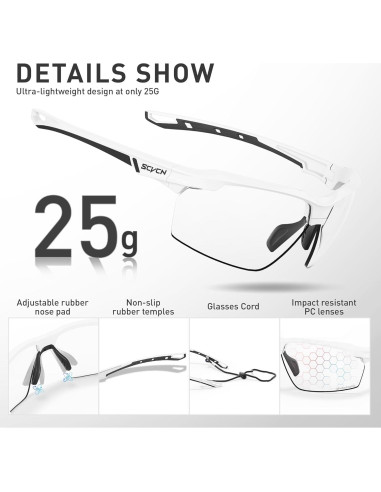 Gafas de sol fotocromáticas SCVCN UV400 para deportes unisex