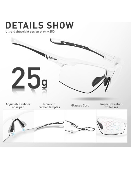 Gafas de sol fotocromáticas SCVCN UV400 para deportes unisex
