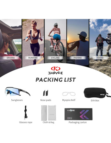 Gafas de Ciclismo Fotoquímicas KAPVOE UV400 Ajustables