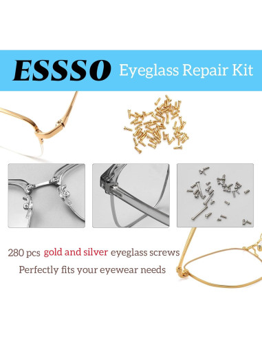 Kit de Reparación de Gafas ESSSO con Tornillos y Destornillador 5-en-1