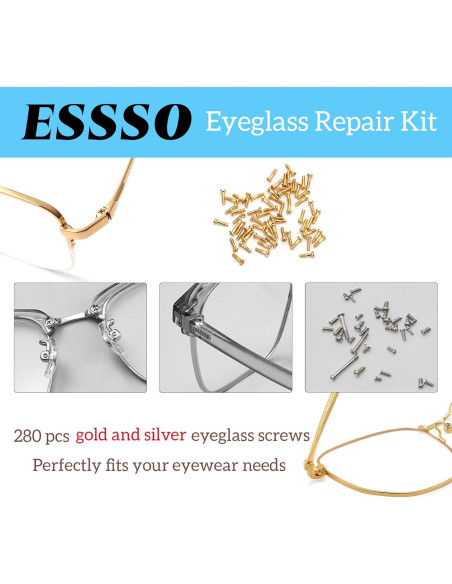 Kit de Reparación de Gafas ESSSO con Tornillos y Destornillador 5-en-1