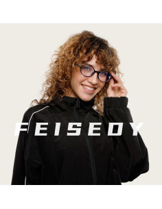 Gafas Ovaladas Retro FEISEDY con Luz Azul para Mujeres y Hombres 2