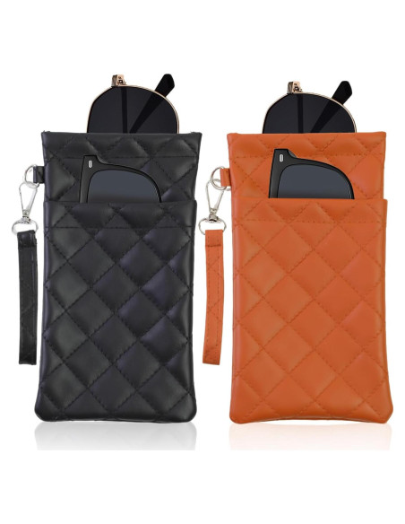 Estuche Doble para Gafas Flyingmage - Cuero PU Suave, Negro y Marrón