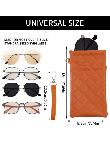 Estuche Doble para Gafas Flyingmage - Cuero PU Suave, Negro y Marrón