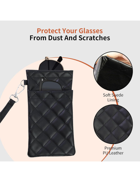 Estuche Doble para Gafas Flyingmage - Cuero PU Suave, Negro y Marrón