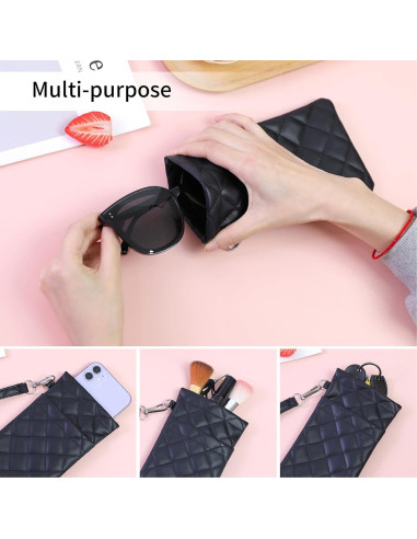 Estuche Doble para Gafas Flyingmage - Cuero PU Suave, Negro y Marrón