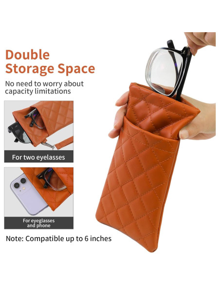 Estuche Doble para Gafas Flyingmage - Cuero PU Suave, Negro y Marrón