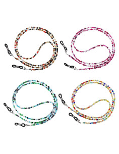 4 Cadenas de Gafas con Perlas Ptwola - Lanyard Colorido 70.5 cm