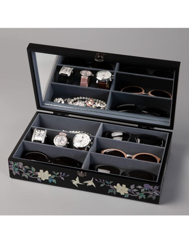 Caja de Gafas de Sol de Madera Antique Alive con 6 Compartimentos