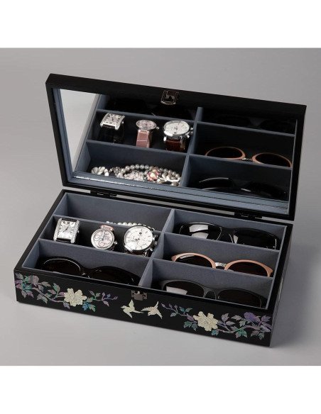 Caja de Gafas de Sol de Madera Antique Alive con 6 Compartimentos